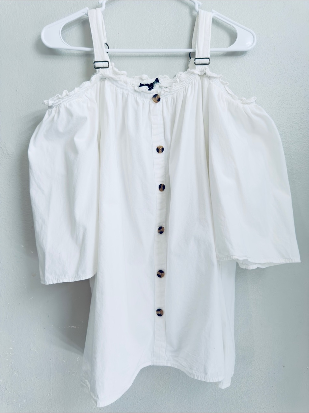 New Glory White Cotton Cold Shoulder Blouse Plus Size 3X Boho Button Front Top